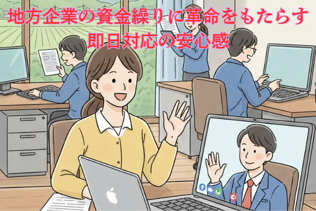 地方企業がオンラインで資金調達の申し込みをするイメージ