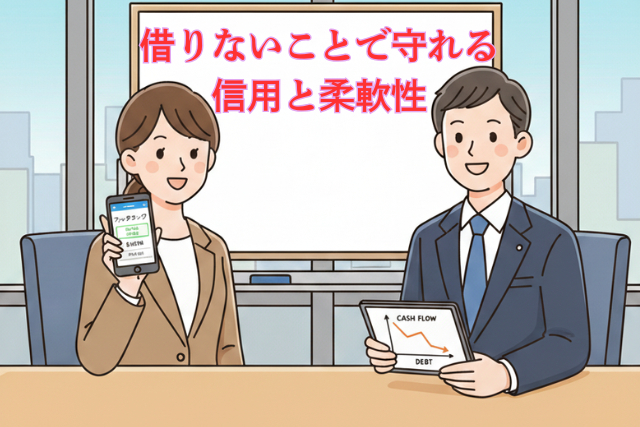 負債にならない資金調達で企業の信用を守るイメージ