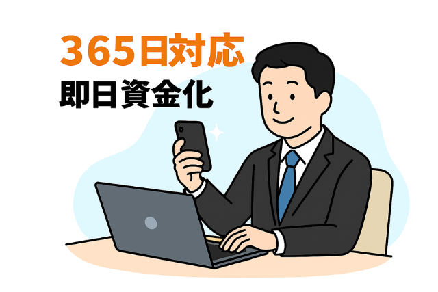 オンラインや電子契約などスピーディな対応の仕組みを示すイラスト